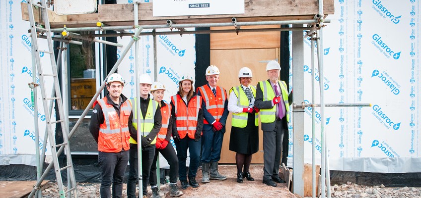 PCC, chief constable and partners standing in front of new police building