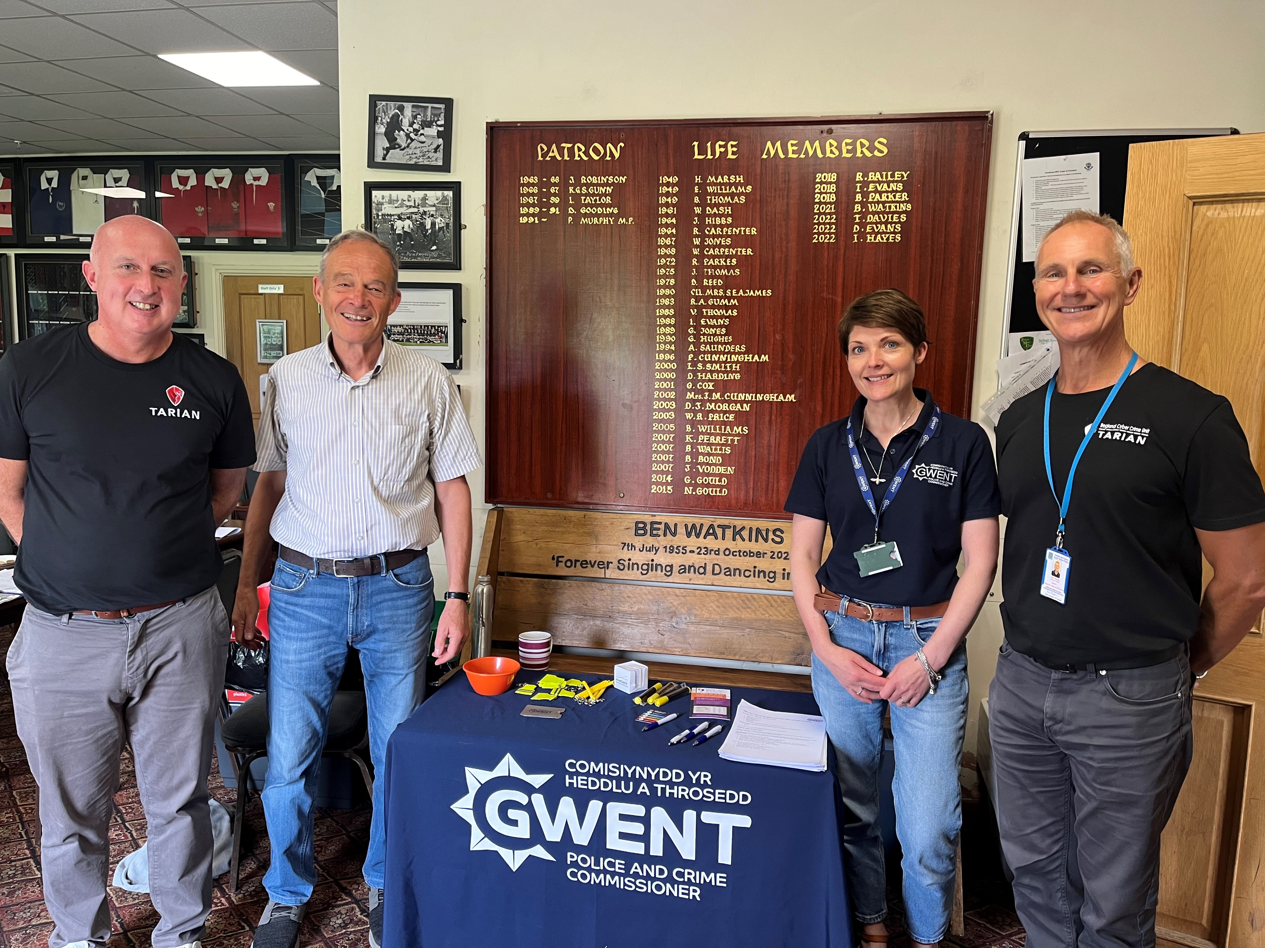 Members of Tarian, Gwent OPCC and the Sporting Memories group at Cwmbran RFC 