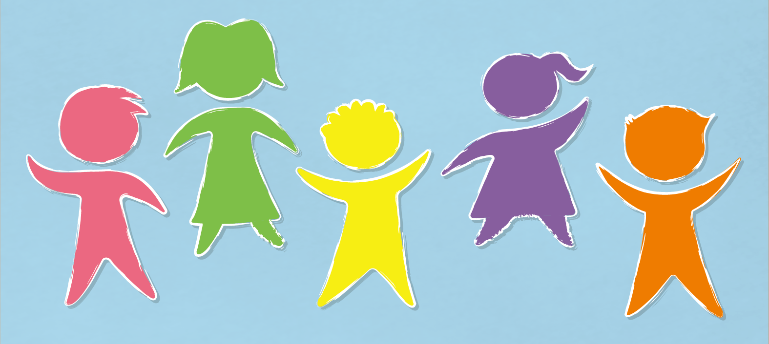 silwetau lliwgar o blant