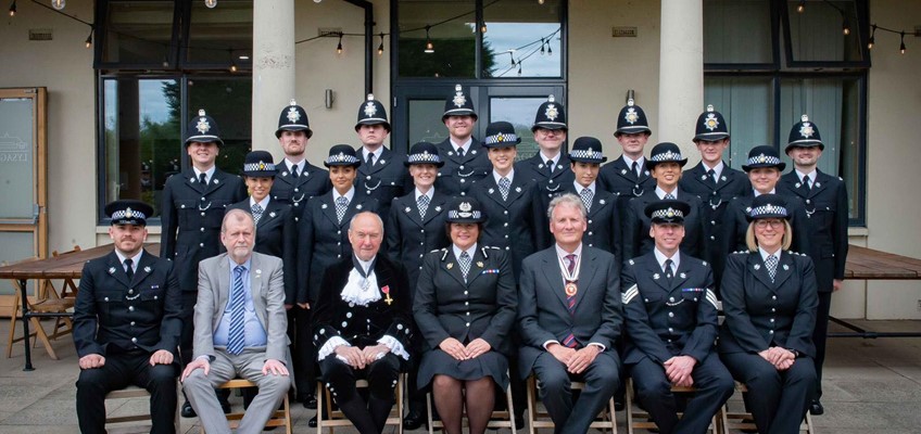 Chief constable, police and crime commissioner and others with new officers