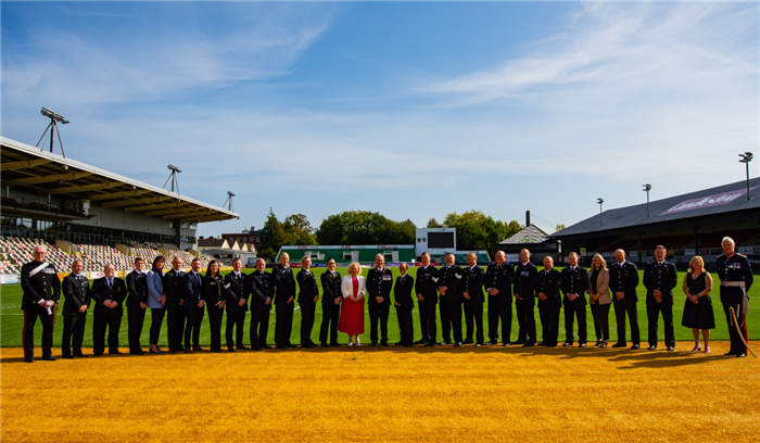 Jane Mudd with officers