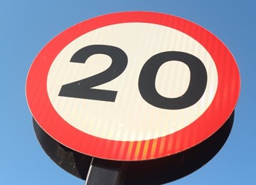 20 miles per hour sign