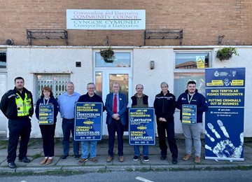 Jeff Cuthbert with councillors and police officers