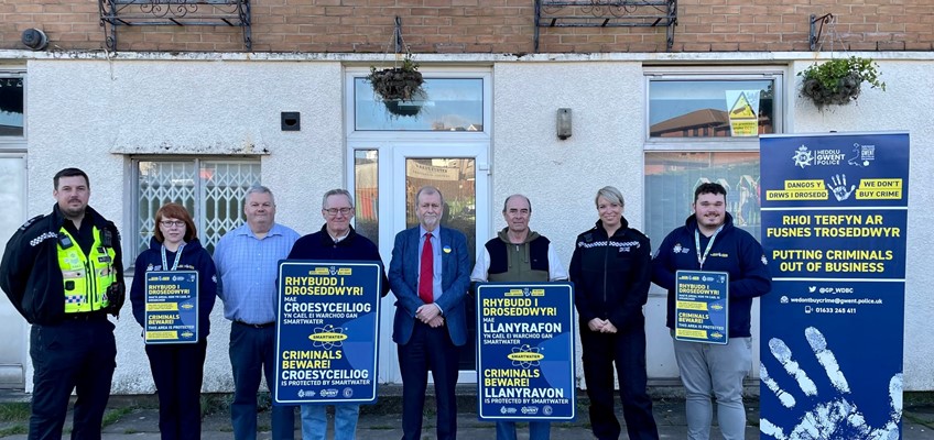 Jeff Cuthbert with councillors and police officers