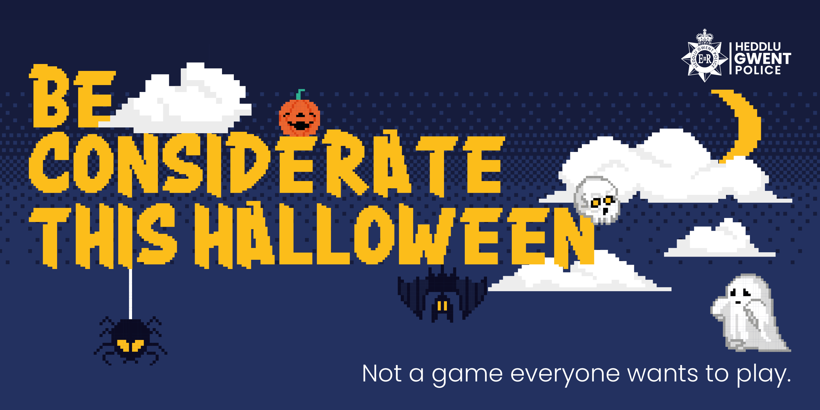 Text reads be considerate this Halloween