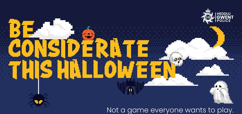 Text reads be considerate this Halloween