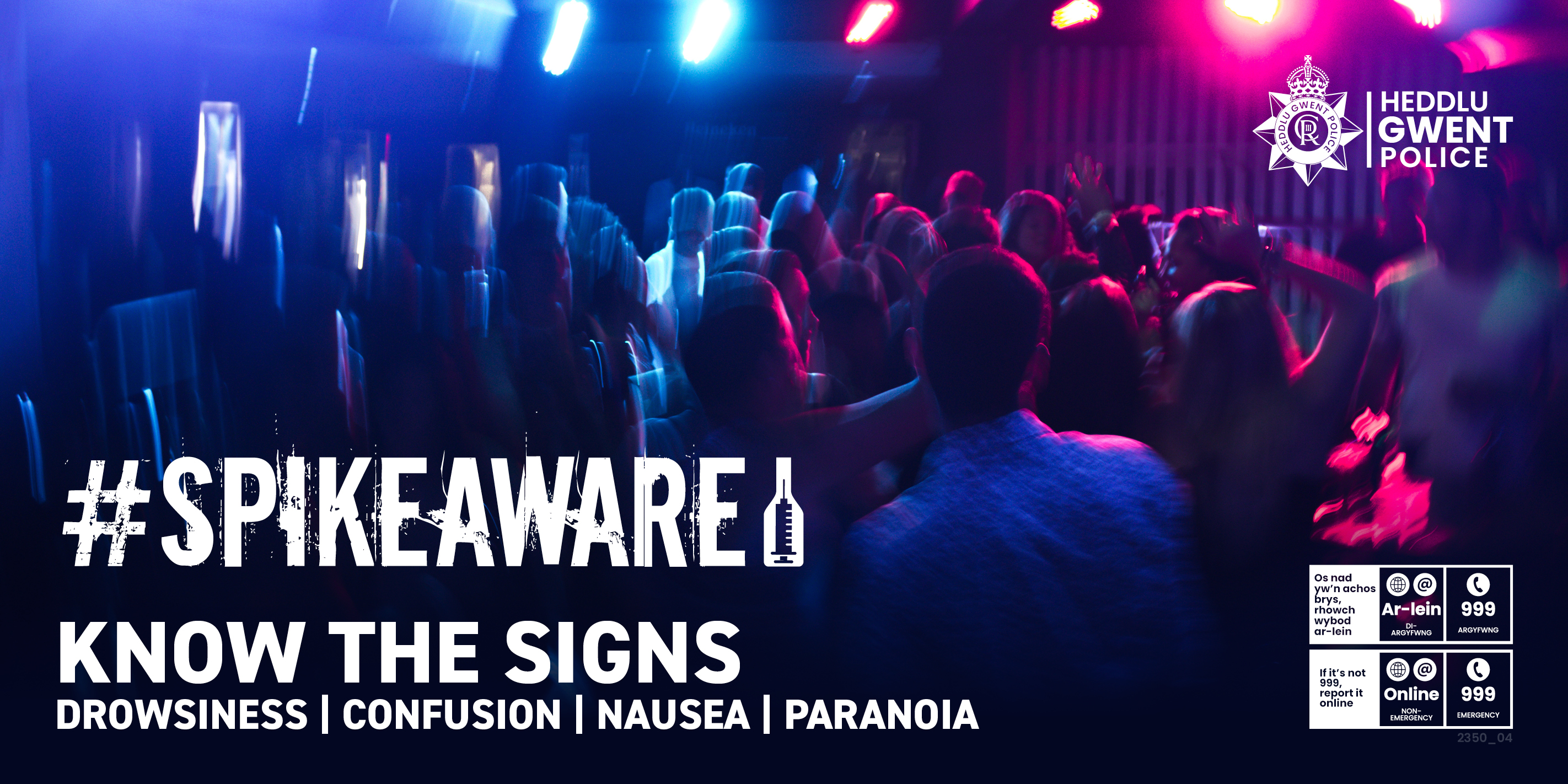 Spikeaware. know the signs. Drowsiness. Confusion. Nausea. Paranoia