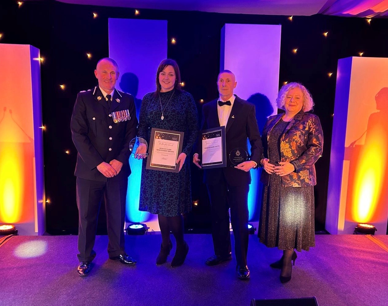 Jane Mudd with T/C Mark Hobrough and officers