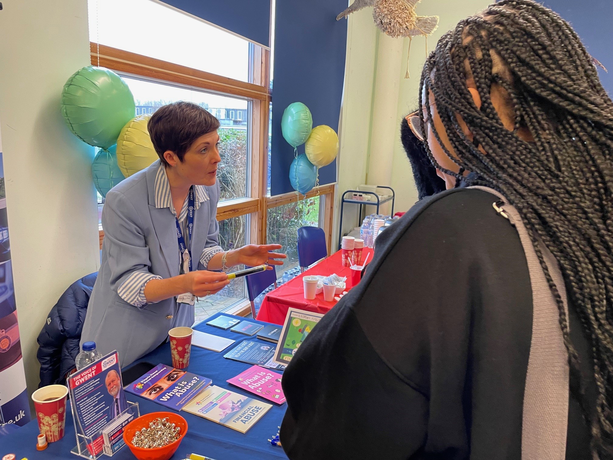 OPCC staff member talking to students