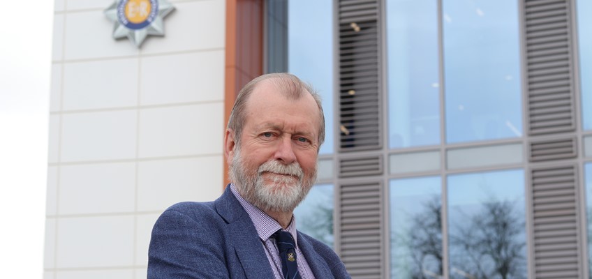 Jeff Cuthbert in front of Gwent Police head quarters