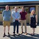 Jeff Cuthbert standing with local elected representatives in Mae Glas, Newport