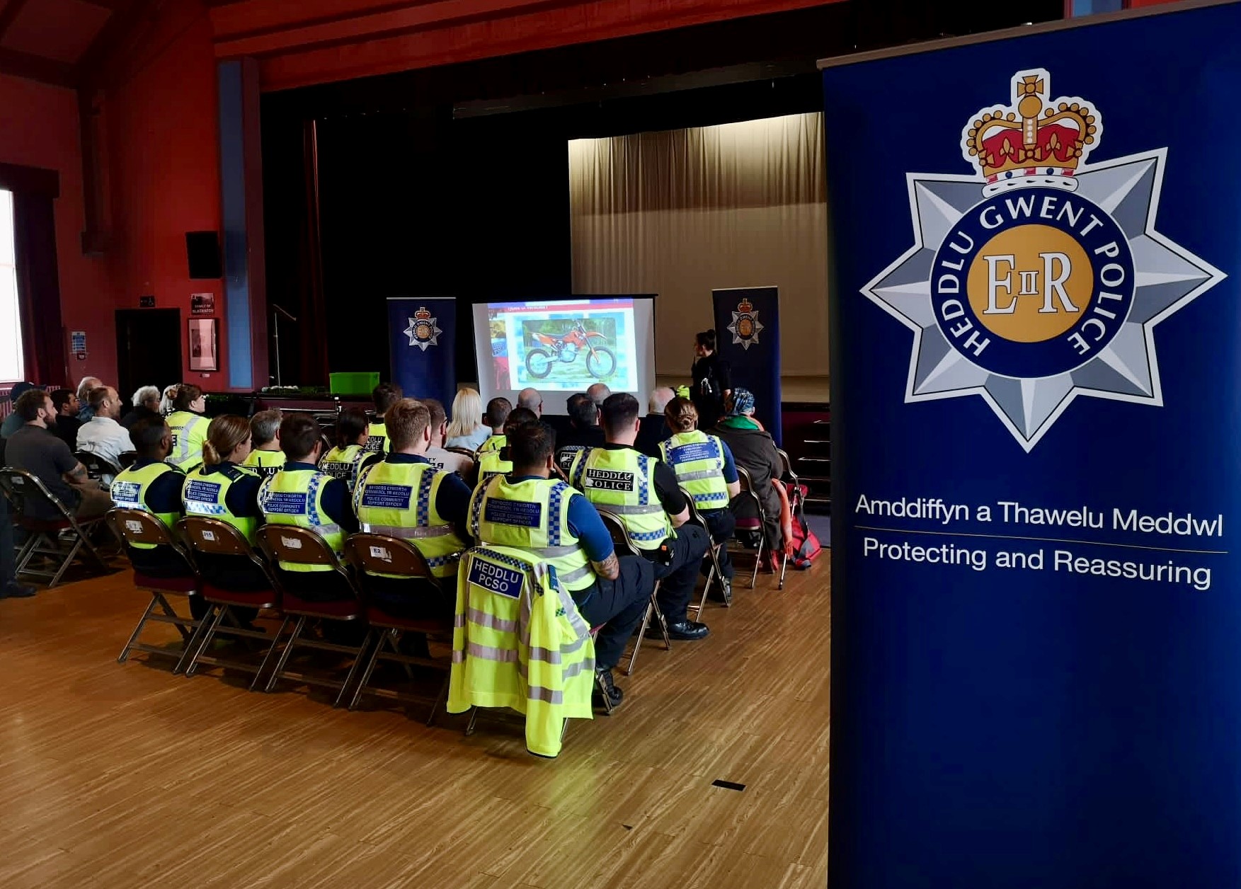 Police officers gathered for briefing 