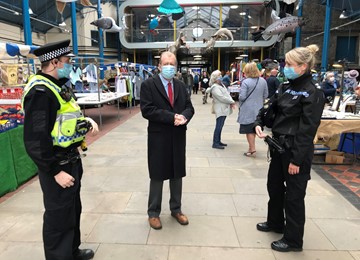 Jeff Cuthbert and police officers
