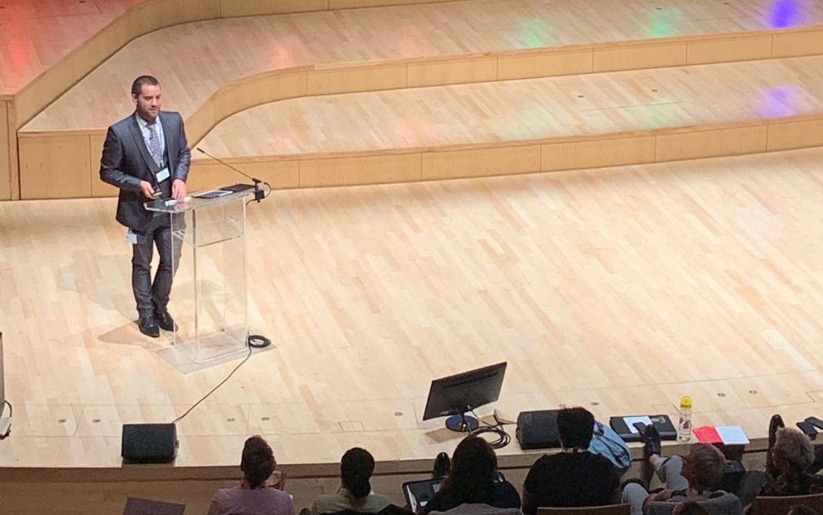 Nick delivering a speech