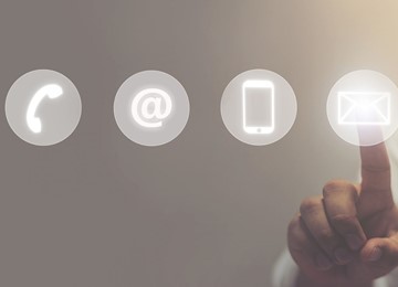 Finger pointing to different methods of contact