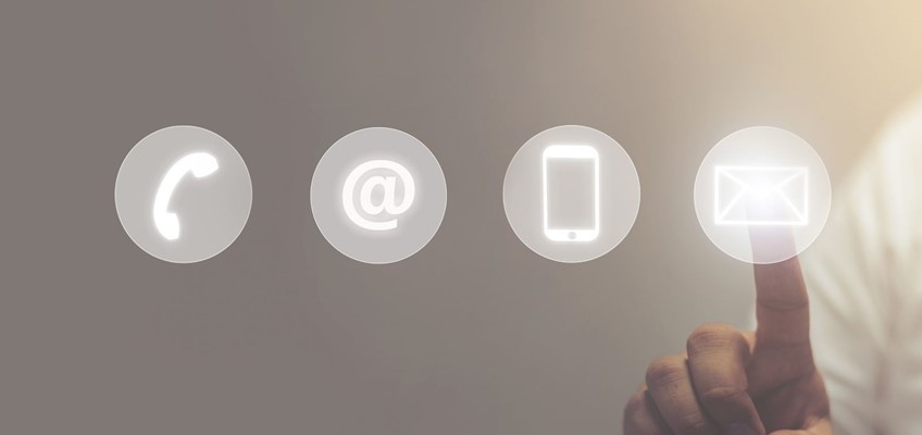 Finger pointing to different methods of contact