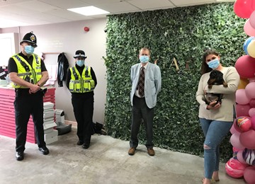 Jeff Cuthbert and police officers engaging with the public