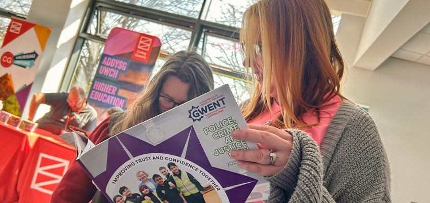 College students reading document